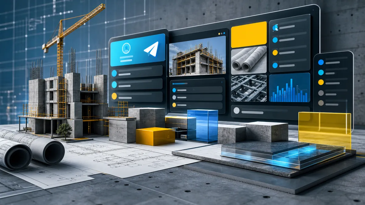 Construction themed digital community mockup